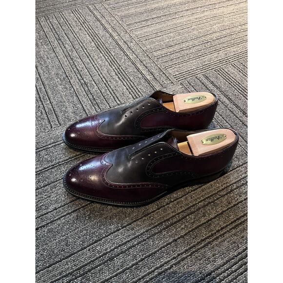 Ace Marks Dress Shoes 9 Burgundy Oxblood & Grey Spectators Oxfords - Picture 2 of 9